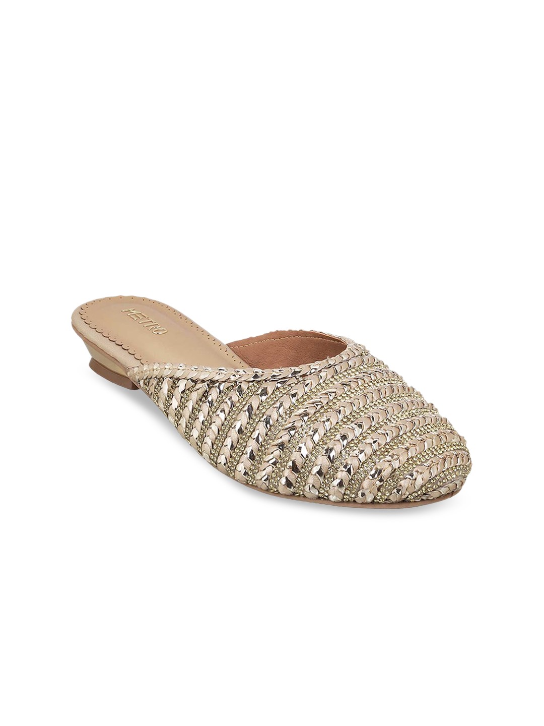 

Metro Ethnic Braided Mules, Gold
