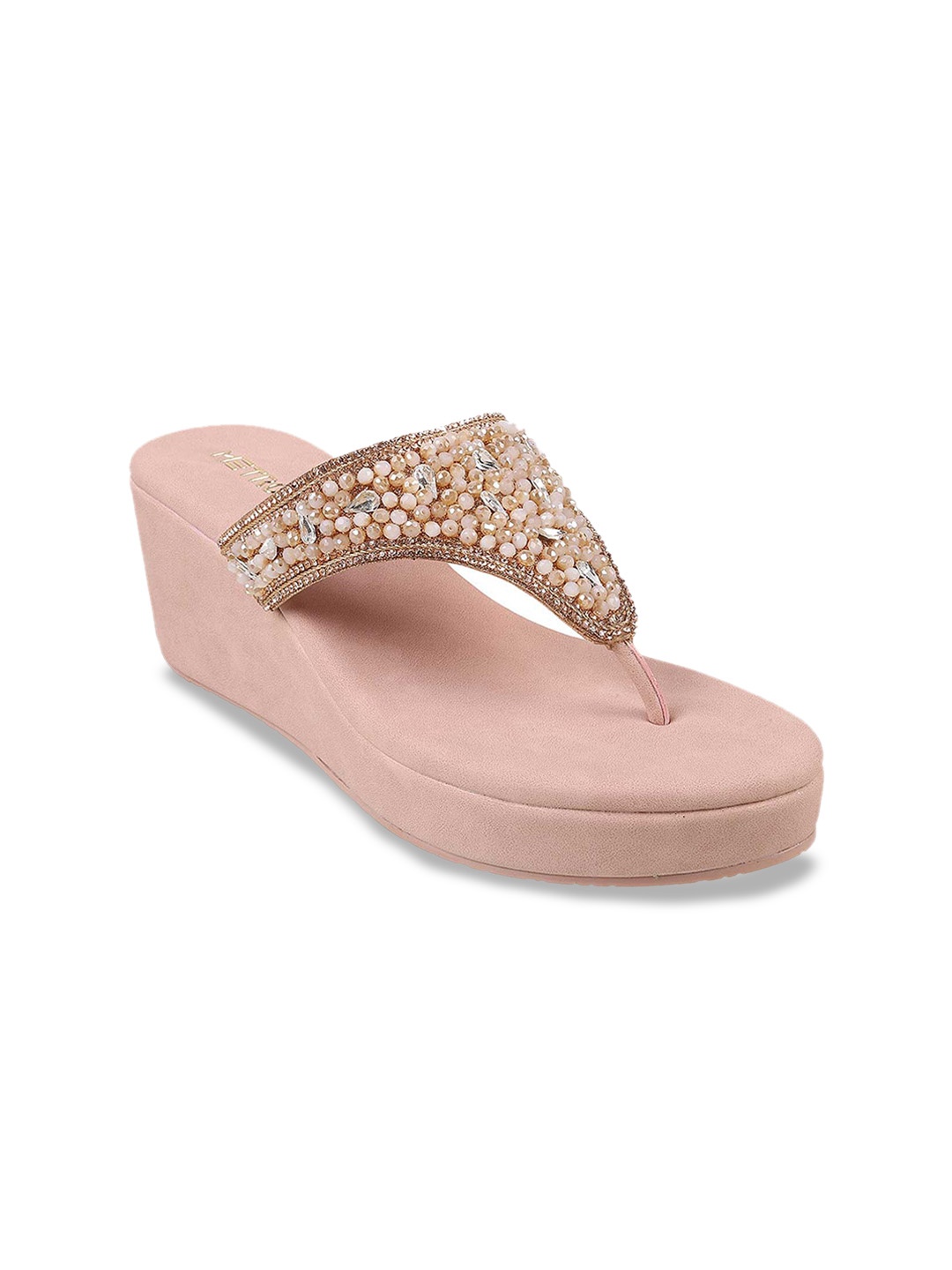 

Metro Embellished Open Toe Wedges, Peach