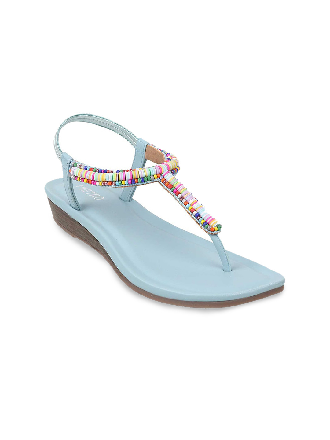

Metro Embellished Wedge Heels With Backstrap, Blue