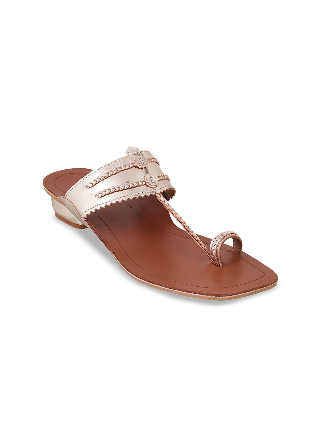 

Metro Braided One Toe Block Heels, Gold