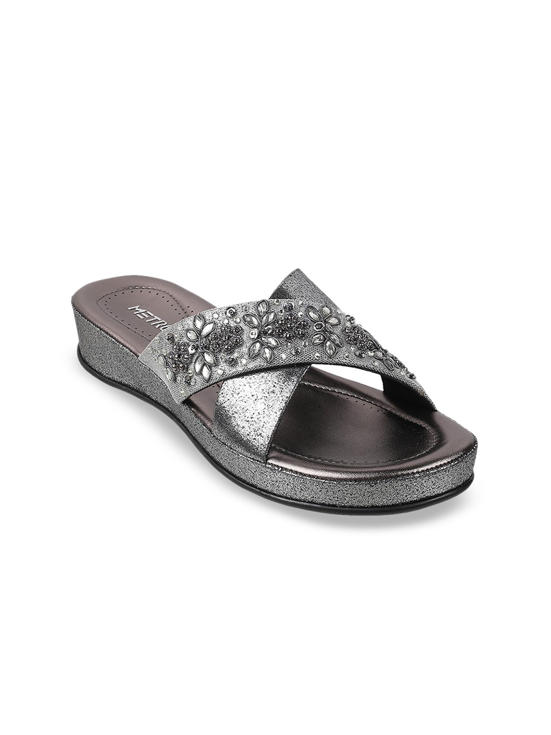 

Metro Embellished Open Toe Comfort Heels, Grey