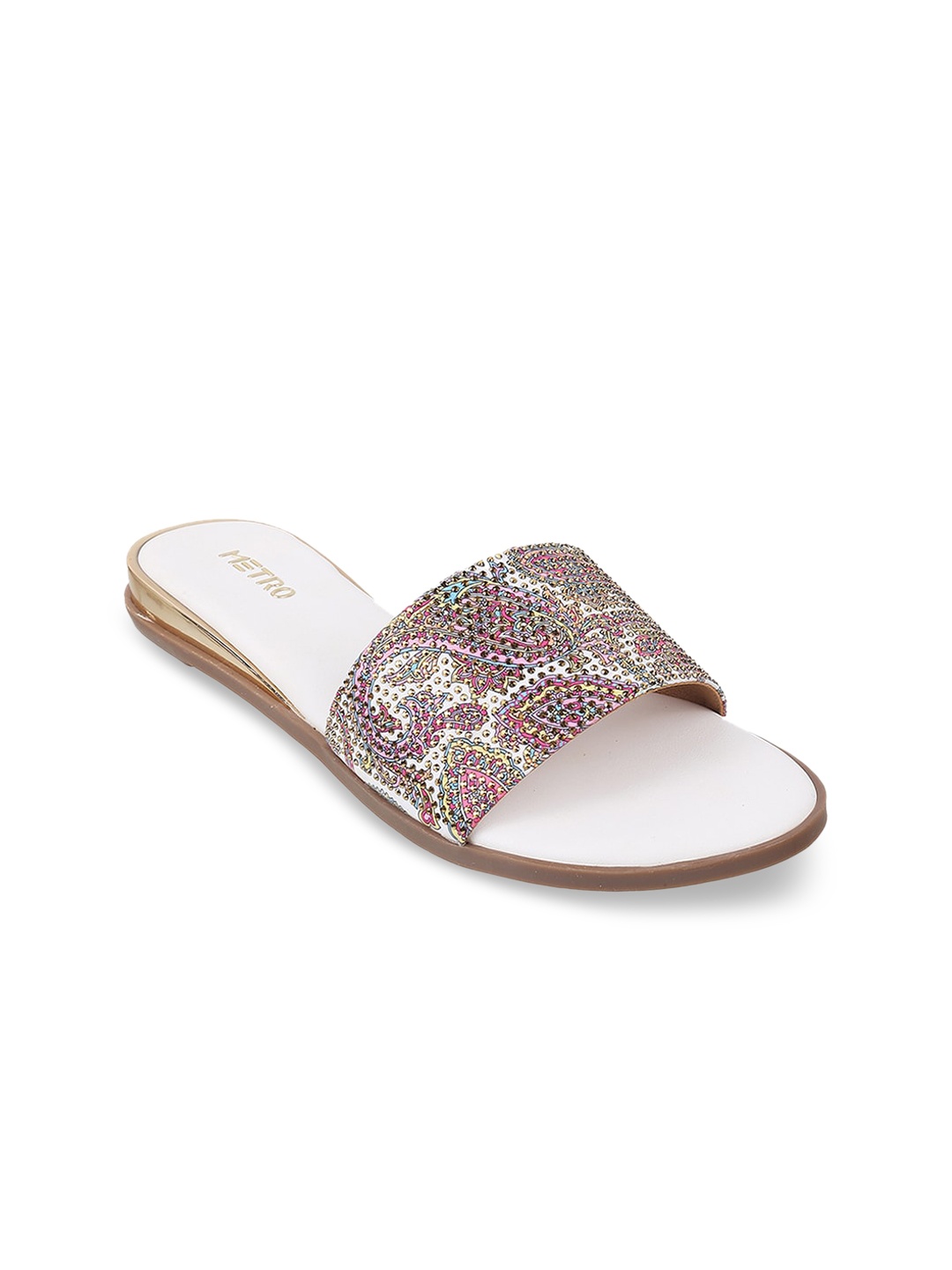 

Metro Embellished Open Toe Flats, White