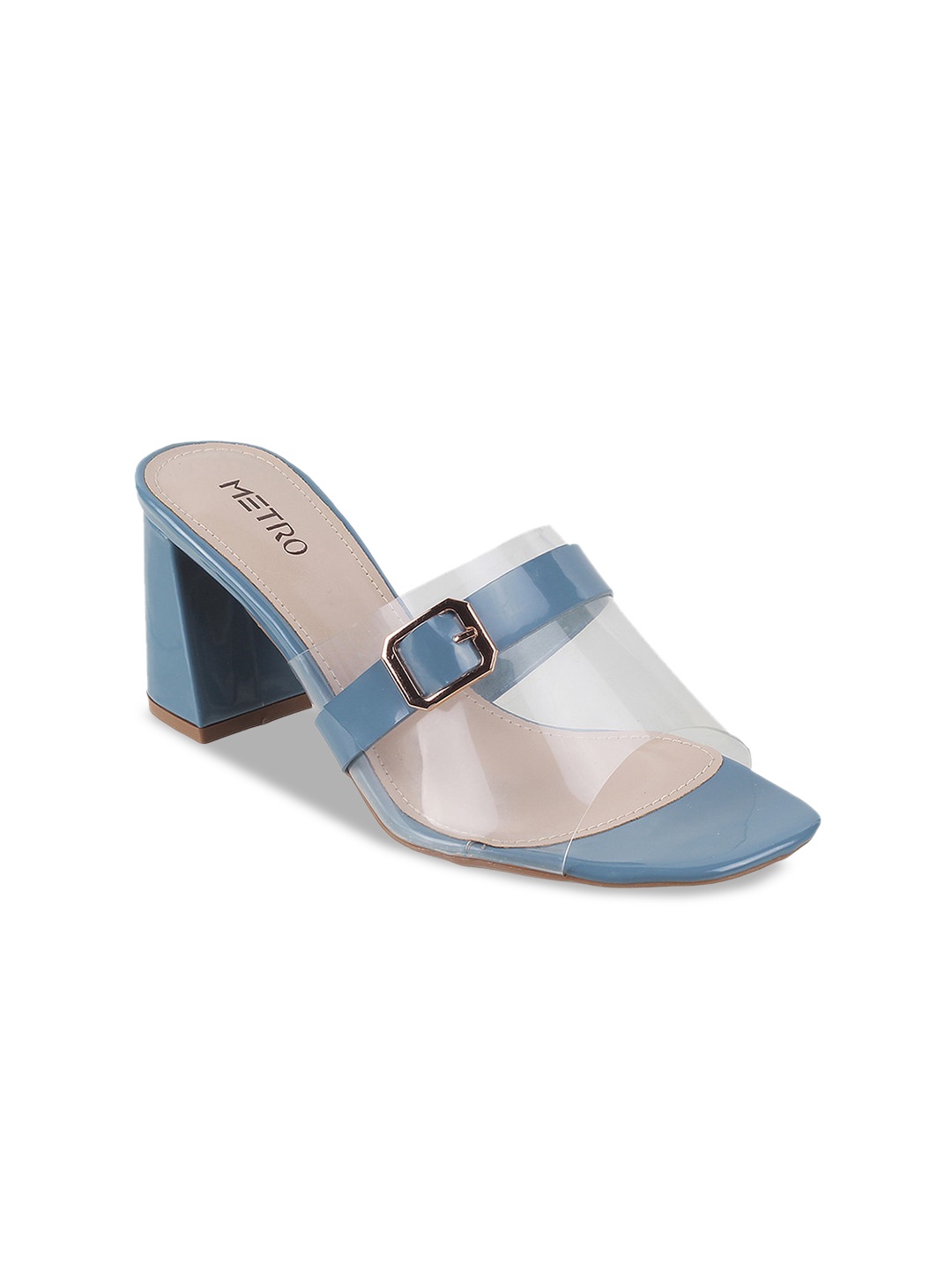 

Metro Colourblocked Block Heels With Buckles, Blue