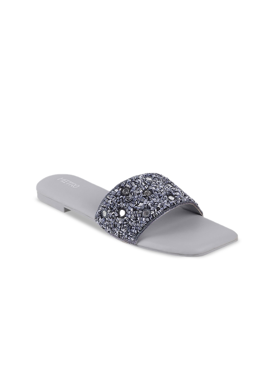 

Metro Embellished Open Toe Flats, Grey