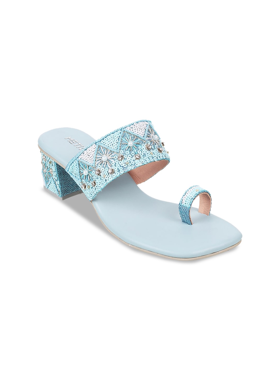 

Metro Embellished One Toe Block Heels, Blue