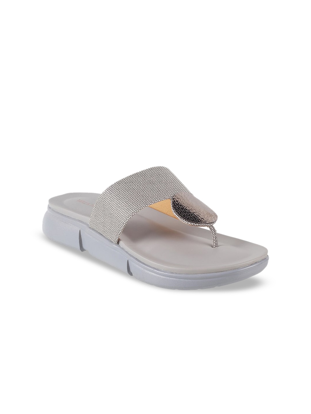

WALKWAY by Metro Textured Grey T-Strap Flats