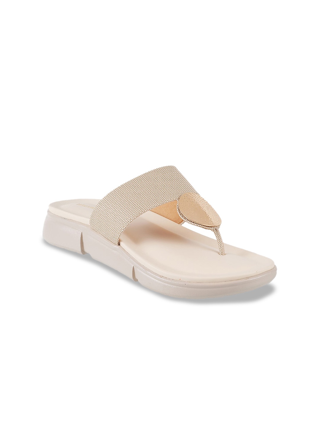 

WALKWAY by Metro Open Back Textured T-Strap Flats, Beige