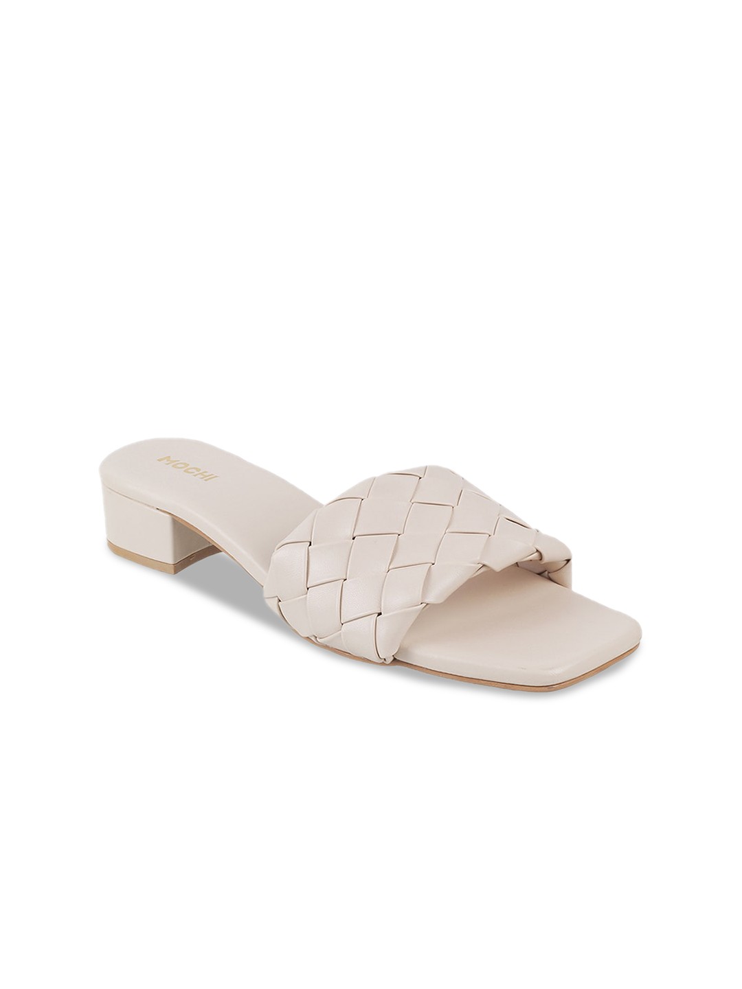 

Mochi Textured Open Toe Block Heels, Off white