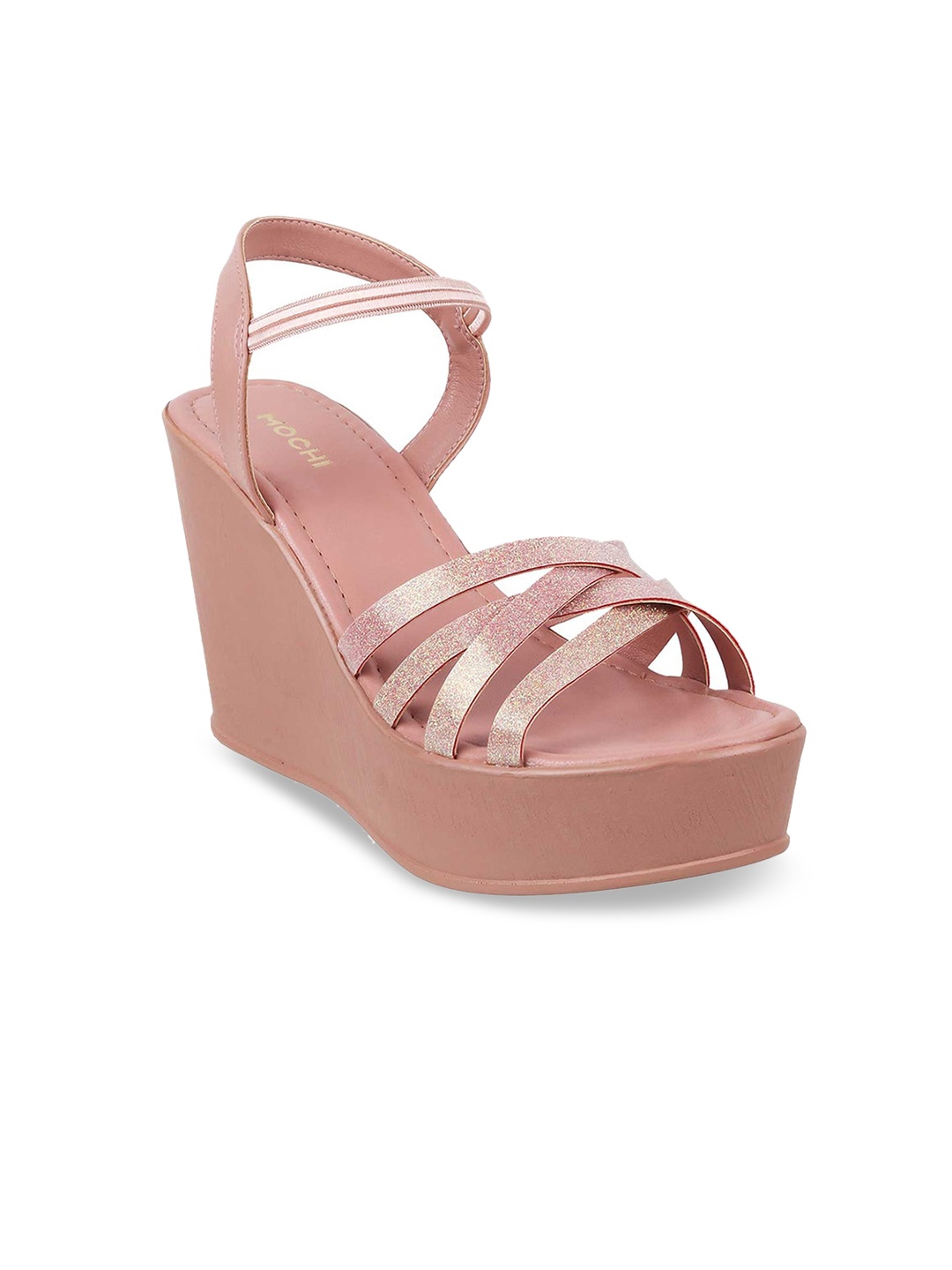 

Mochi Synthetic Open Toe Wedges, Peach