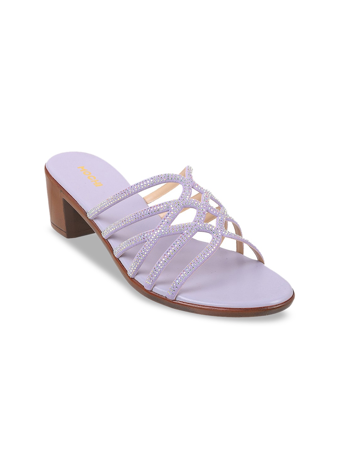 

Mochi Embellished Block Heels, Lavender