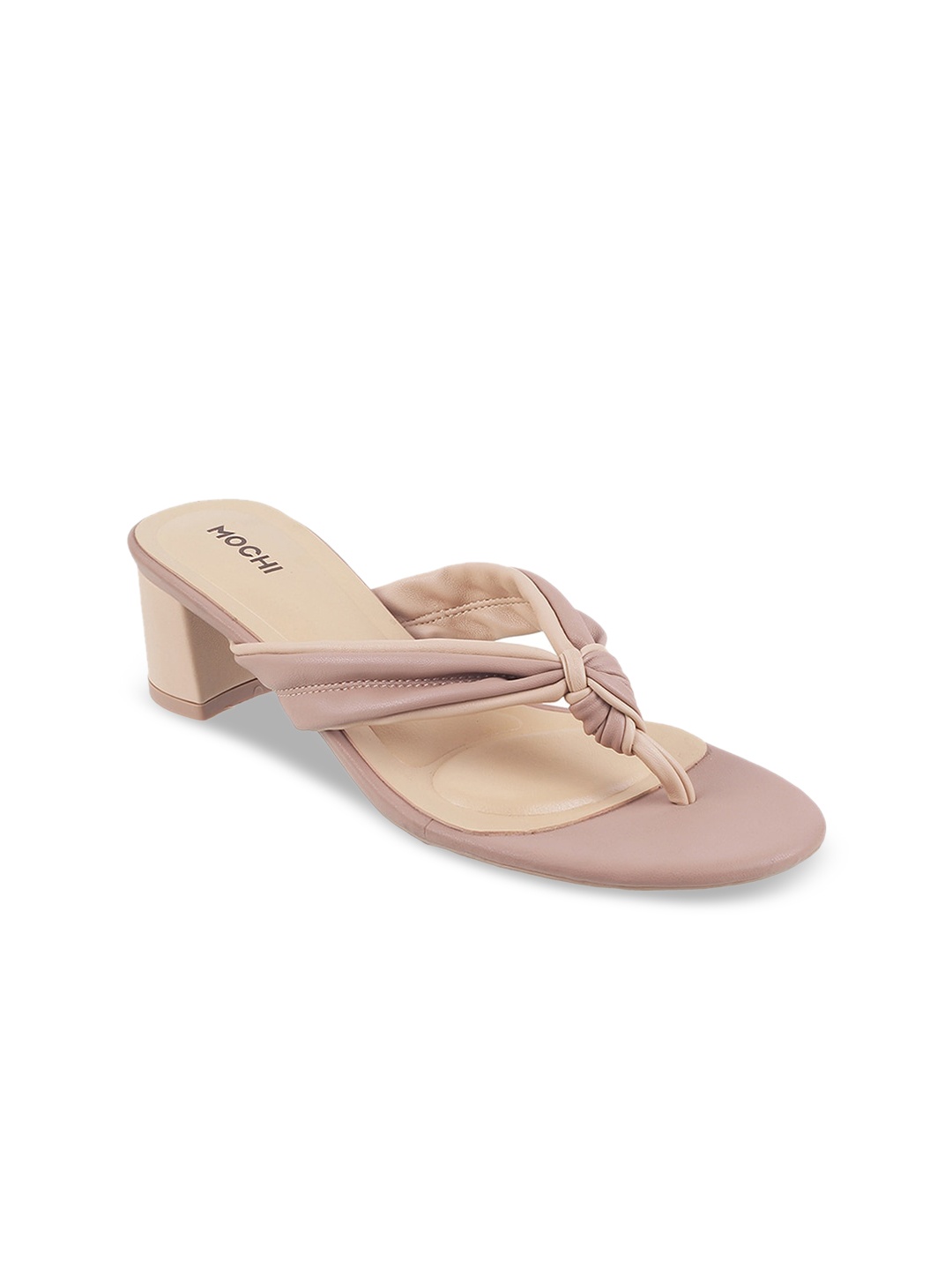 

Mochi Open Toe Block Heels, Beige