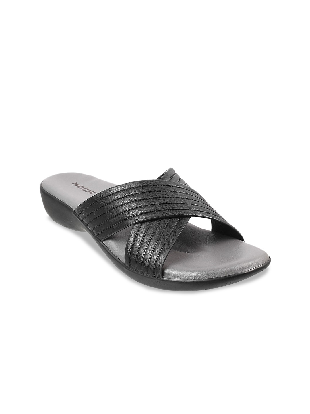 

Mochi Textured Open Toe Wedge Heels, Black