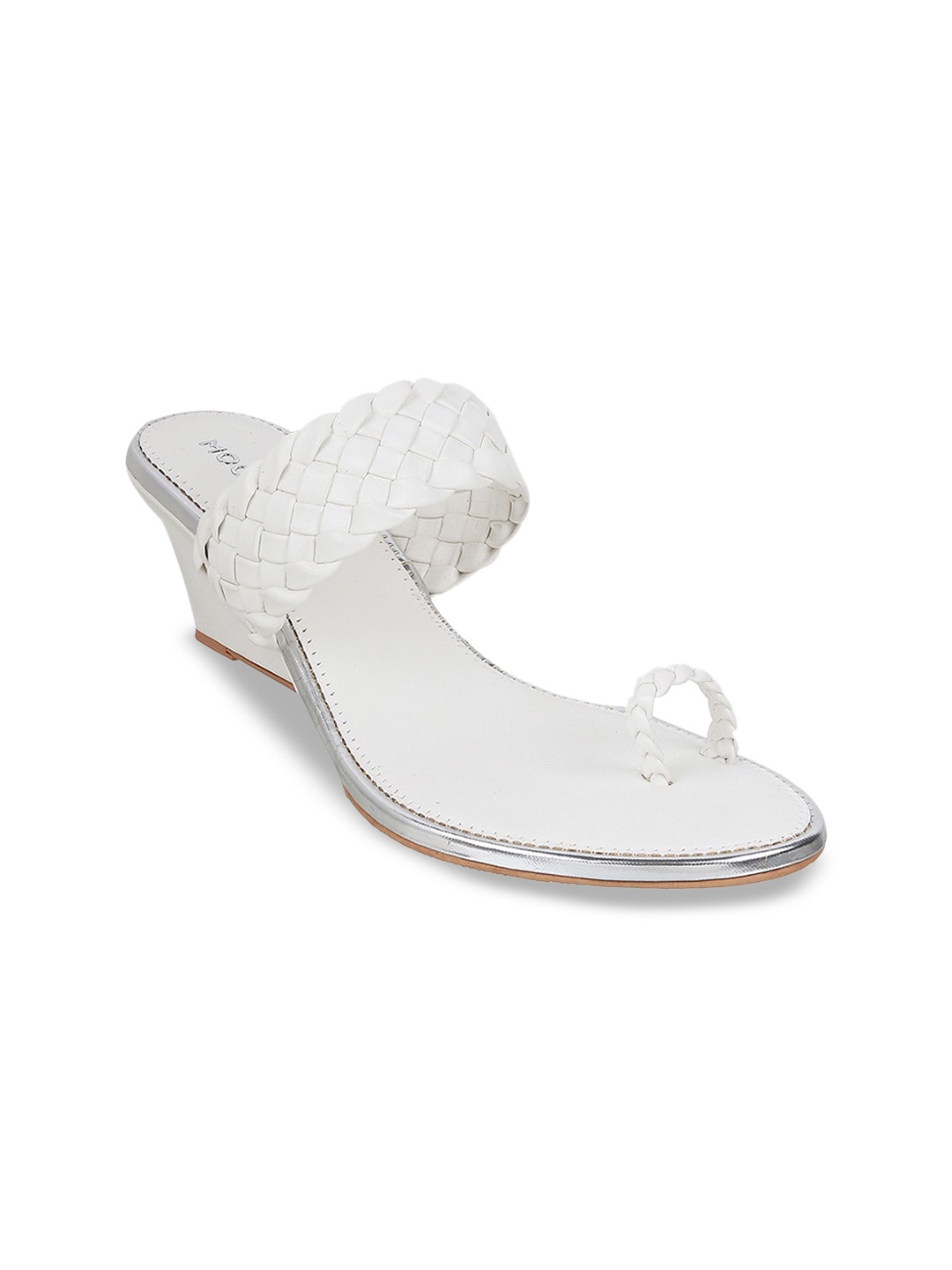 

Mochi One Toe Textured Wedges, White