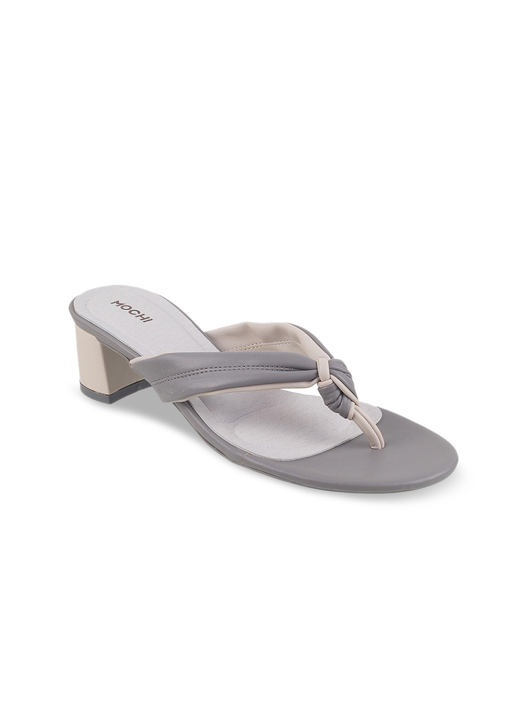

Mochi Open Toe Block Heels, Grey