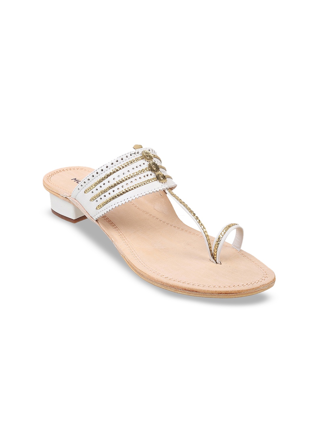 

Mochi Embellished Ethnic Block Heels, Off white