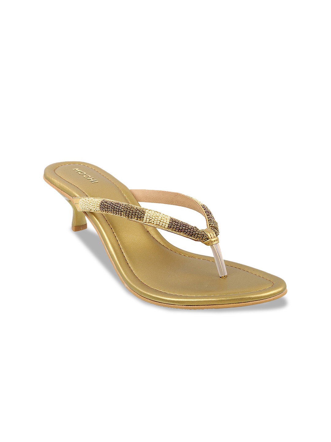

Mochi Embellished Kitten Heels, Gold