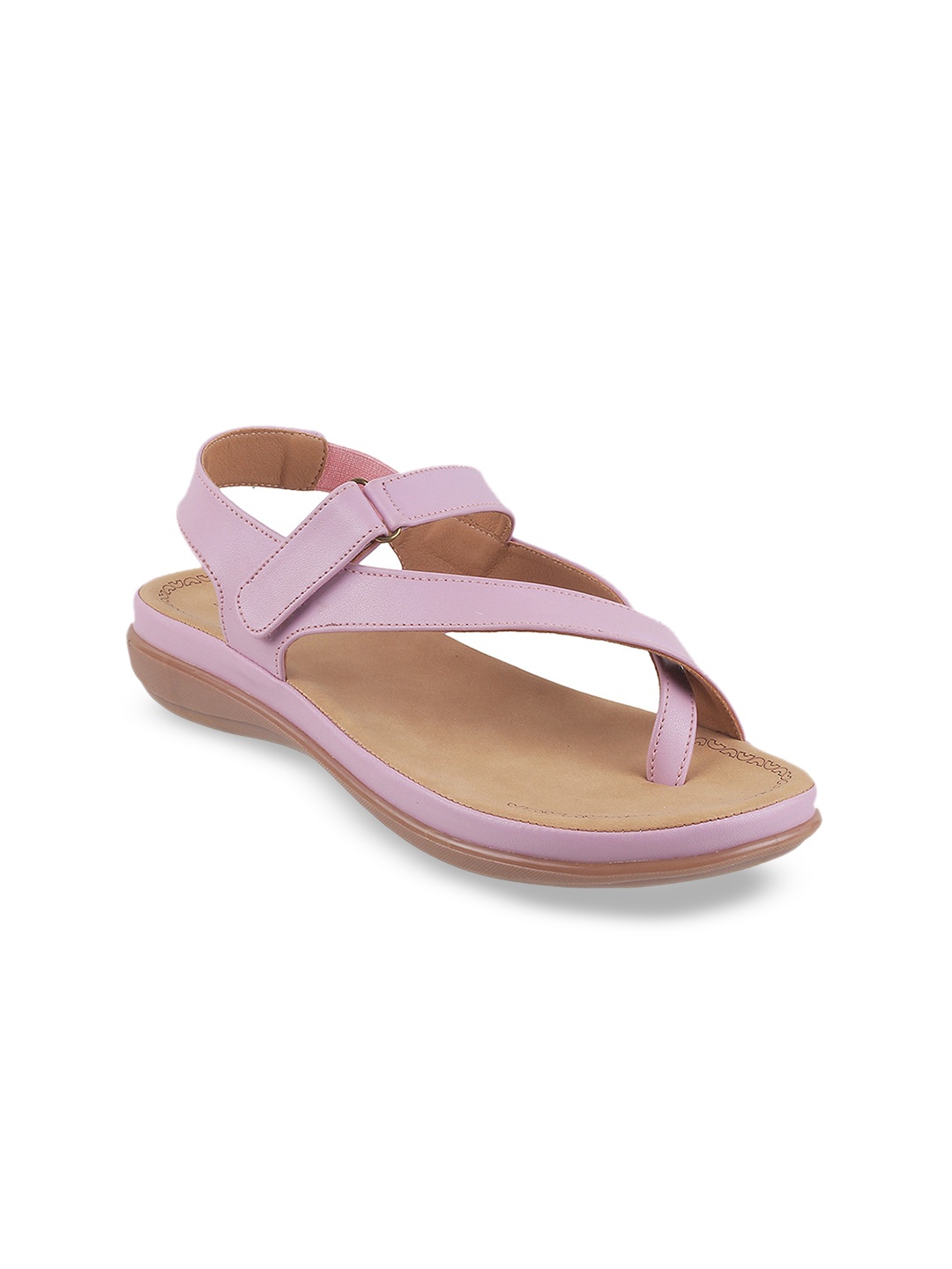 

Mochi One Toe Flats With Velcro Closure, Purple