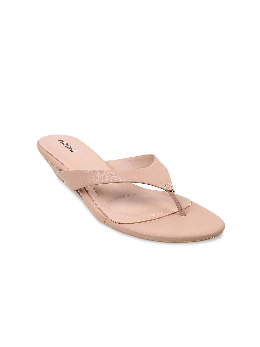 

Mochi Thong Strap Open Toe Flats, Peach