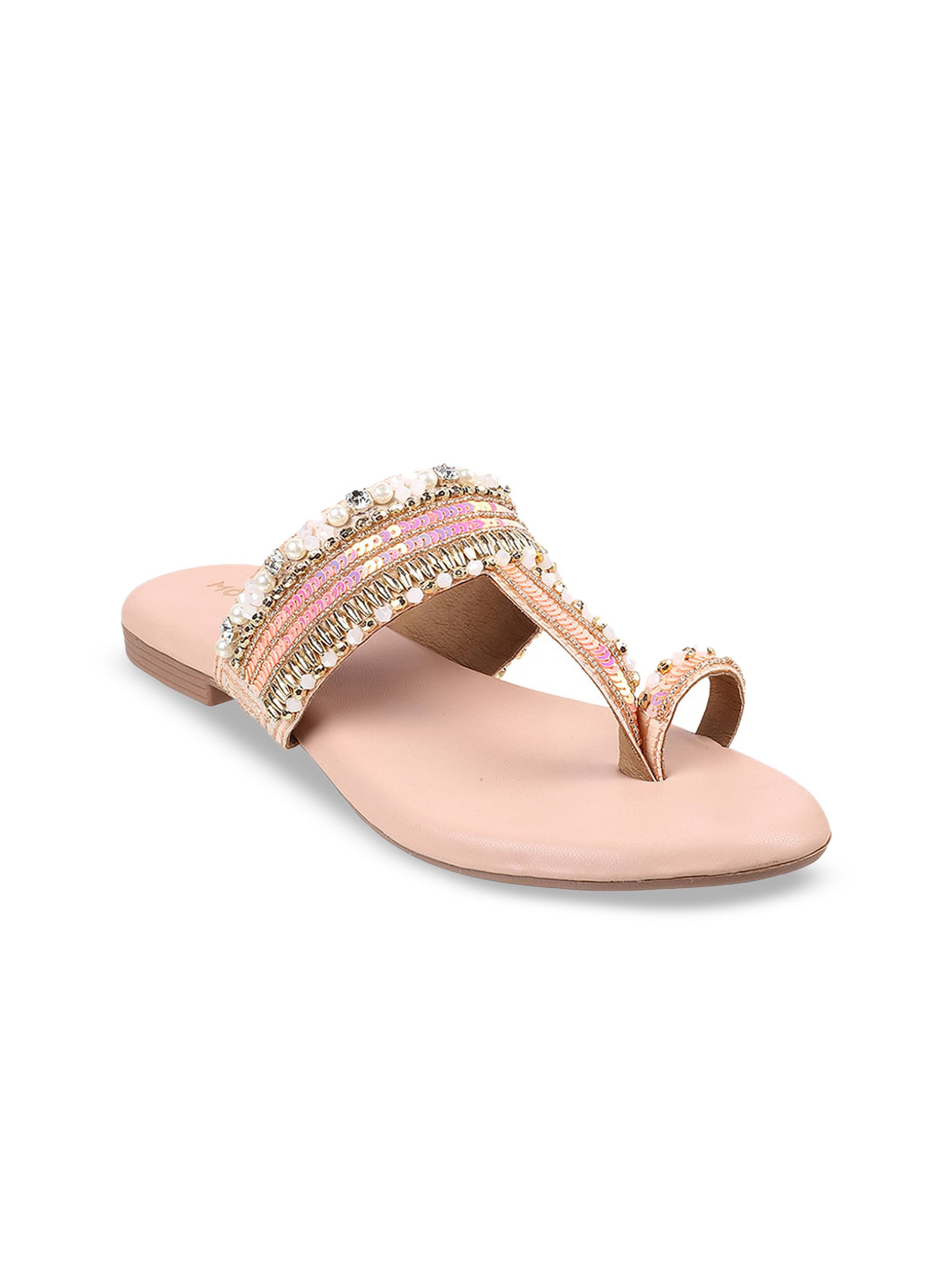 

Mochi Embellished One Toe Flats, Peach
