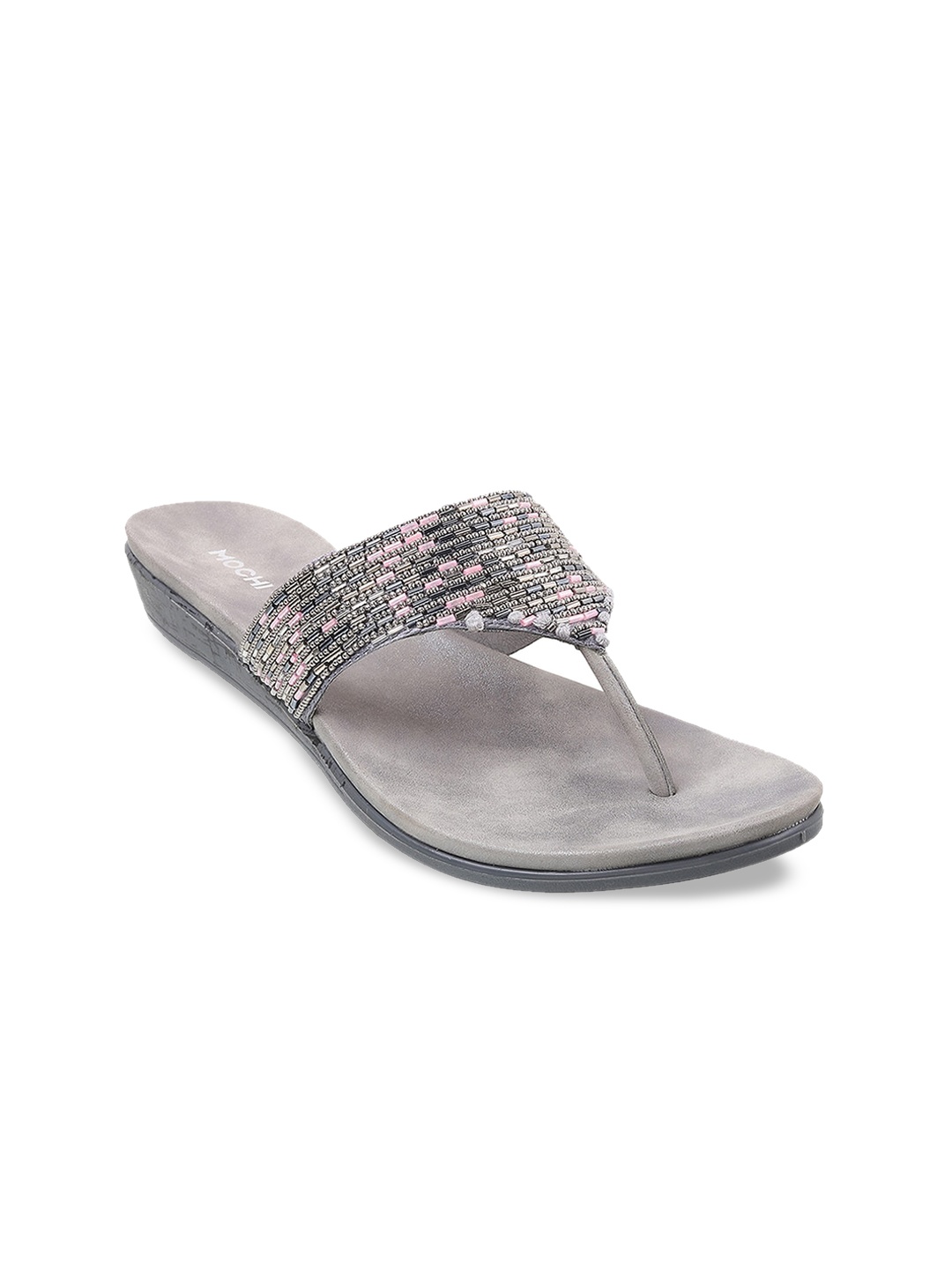 

Mochi Embellished Open Back Wedges, Grey