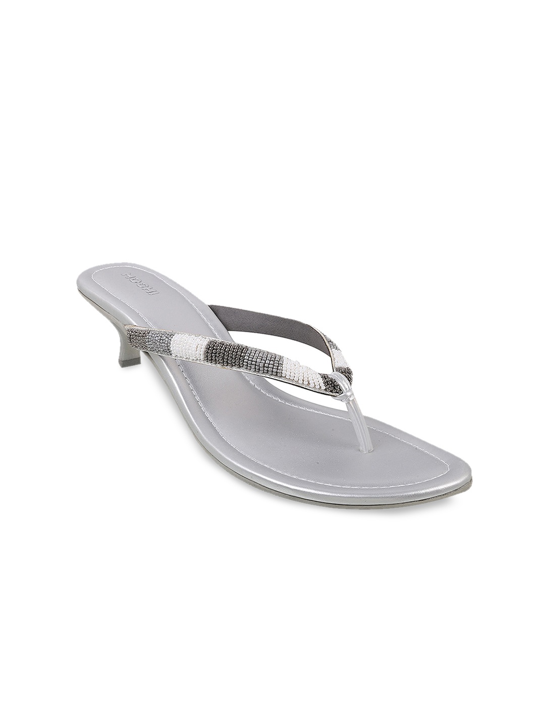 

Mochi Embellished Kitten Heels, Silver
