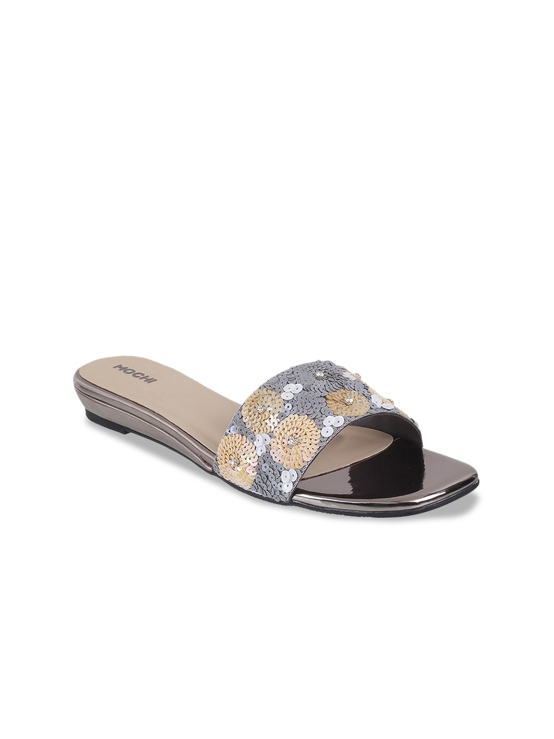 

Mochi Embellished Open Toe Flats, Grey