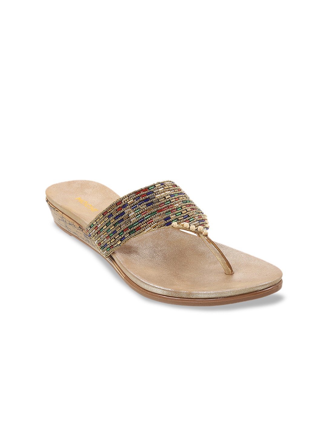 

Mochi Embellished Ethnic Open Toe Flats, Gold