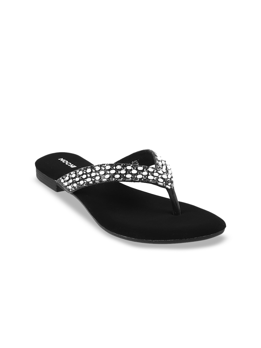 

Mochi Embellished Open Toe Flats, Black