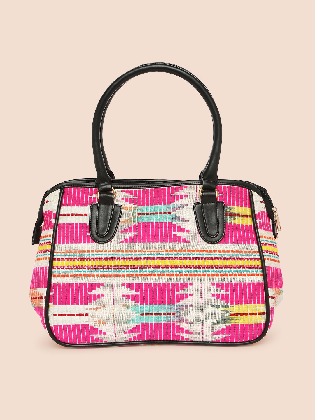 

Sangria Self Design Structured Handheld Bag, Pink