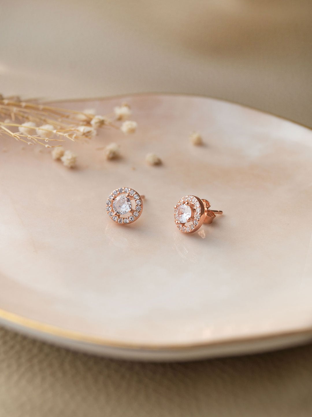 

MANNASH Rose Gold-Plated Sterling Silver Studs Earrings