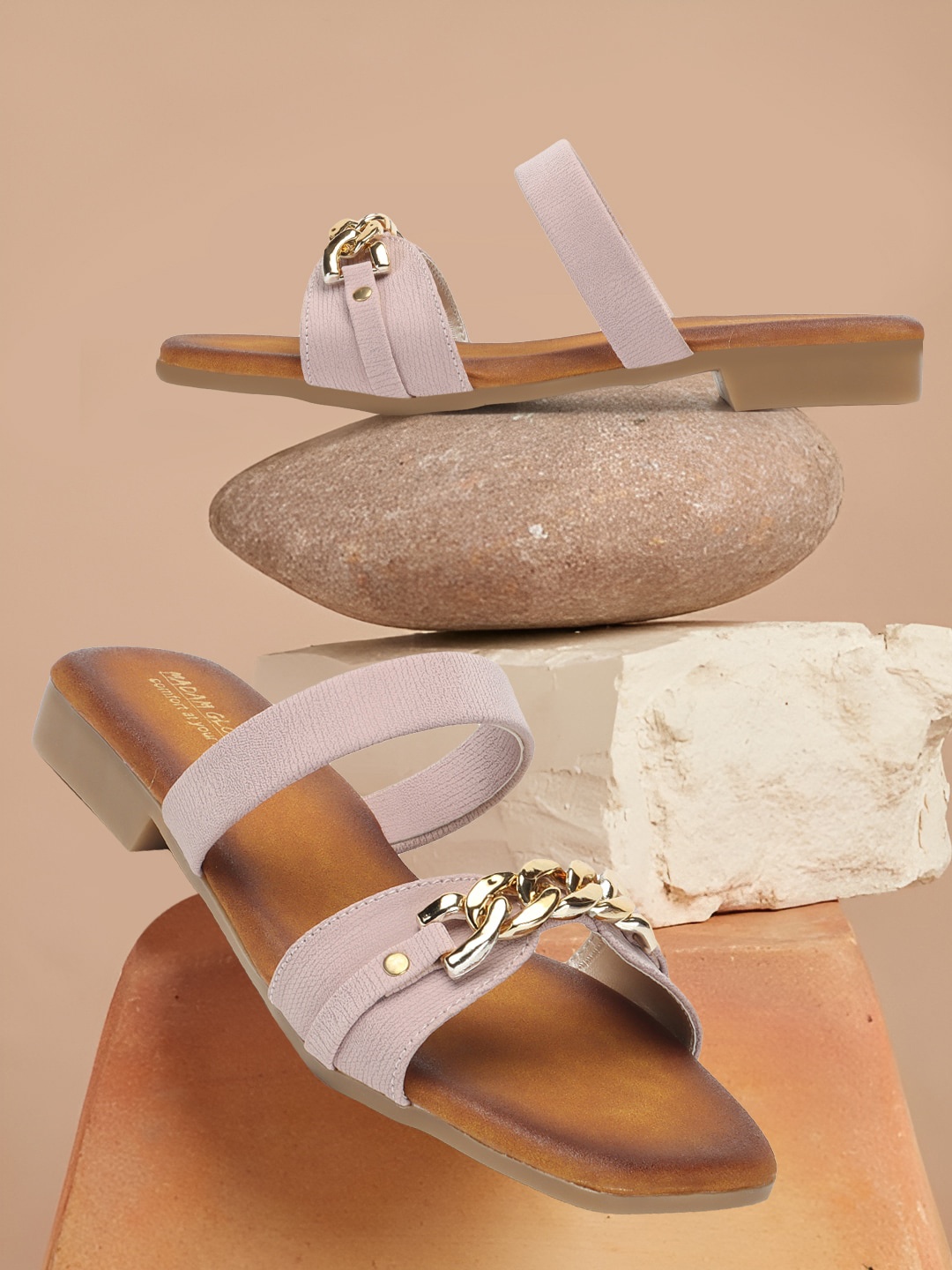 

madam glorious Embellished Open Toe Flats, Lavender