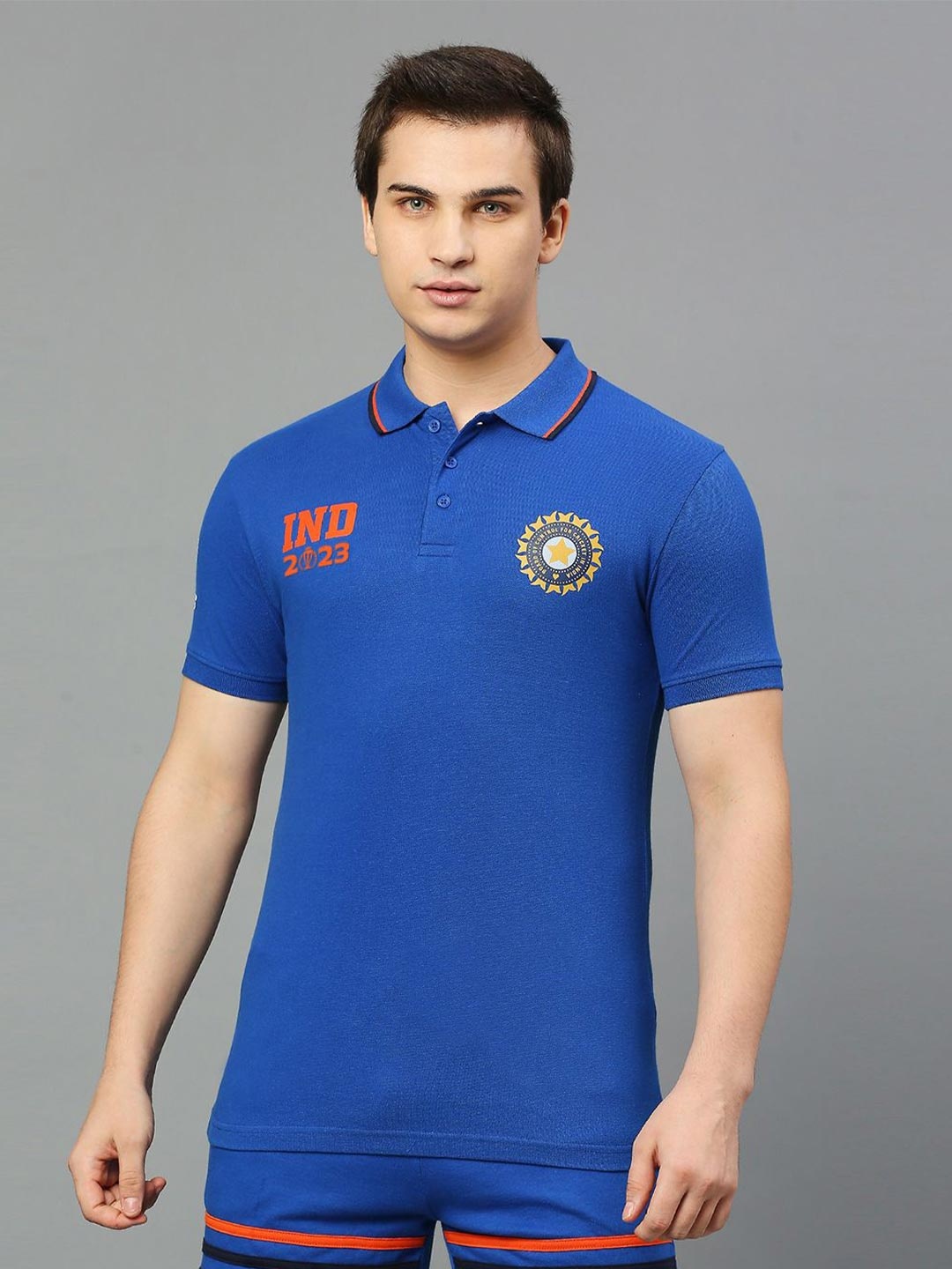 

FanCode Indian Cricket Team Printed Polo Collar Cotton Bio Finish T-shirt, Blue