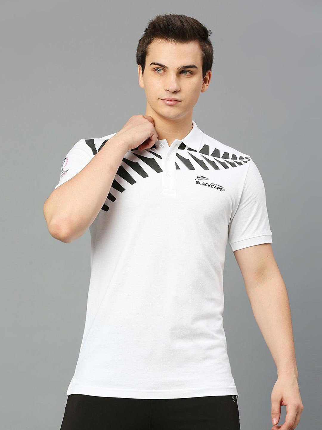 

FanCode Indian Cricket Team Printed Polo Collar Cotton Bio Finish T-shirt, White