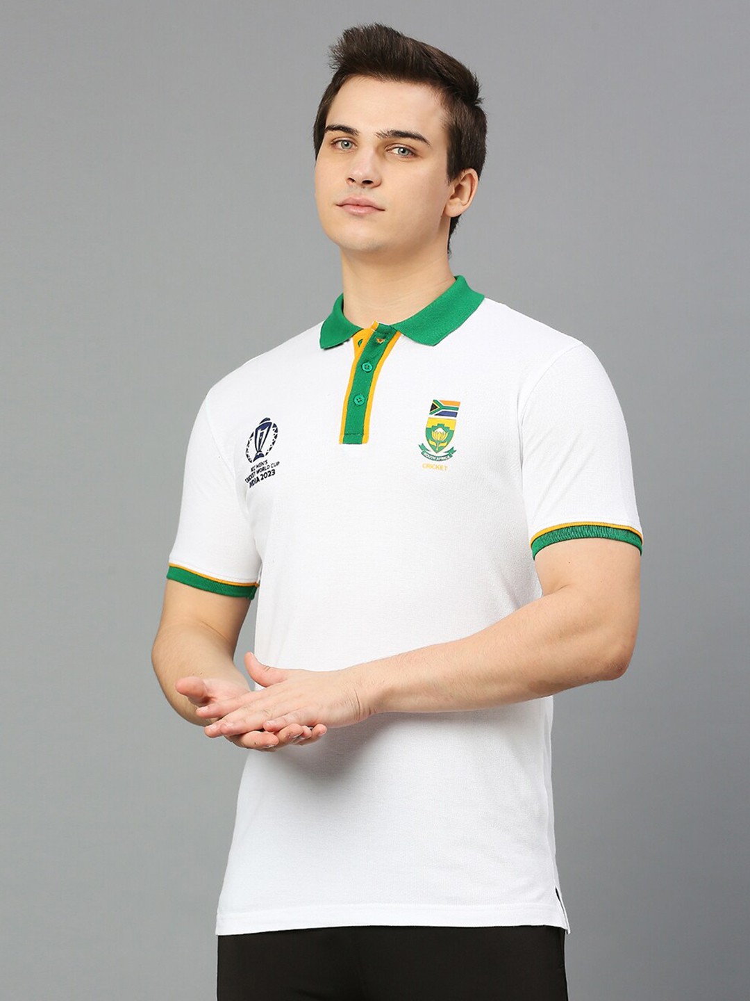 

FanCode Sports And Team Jersey Printed Polo Collar Cotton Bio Finish T-shirt, White