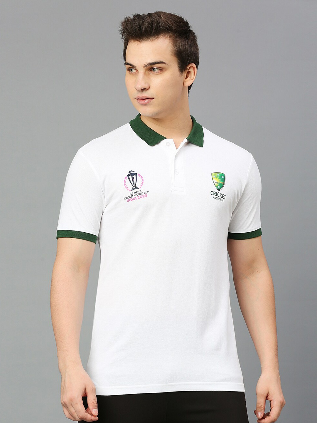 

FanCode Sports And Team Jersey Printed Polo Collar Cotton Bio Finish T-shirt, White