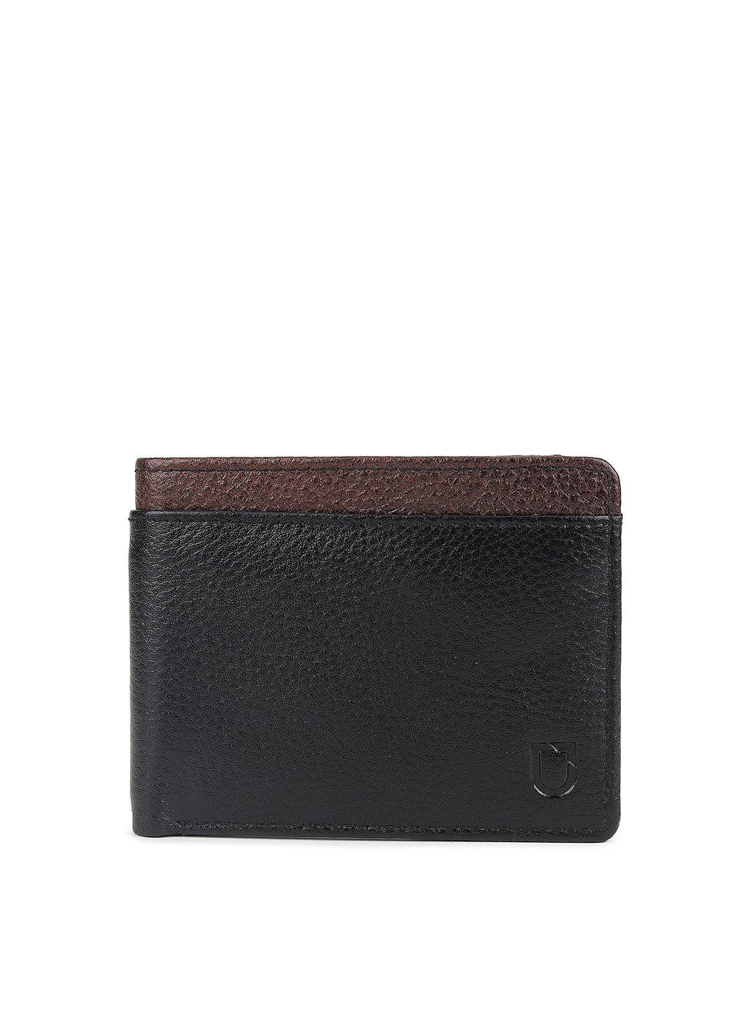 

Urbano Fashion Men Textured Leather Two Fold Wallet, Black