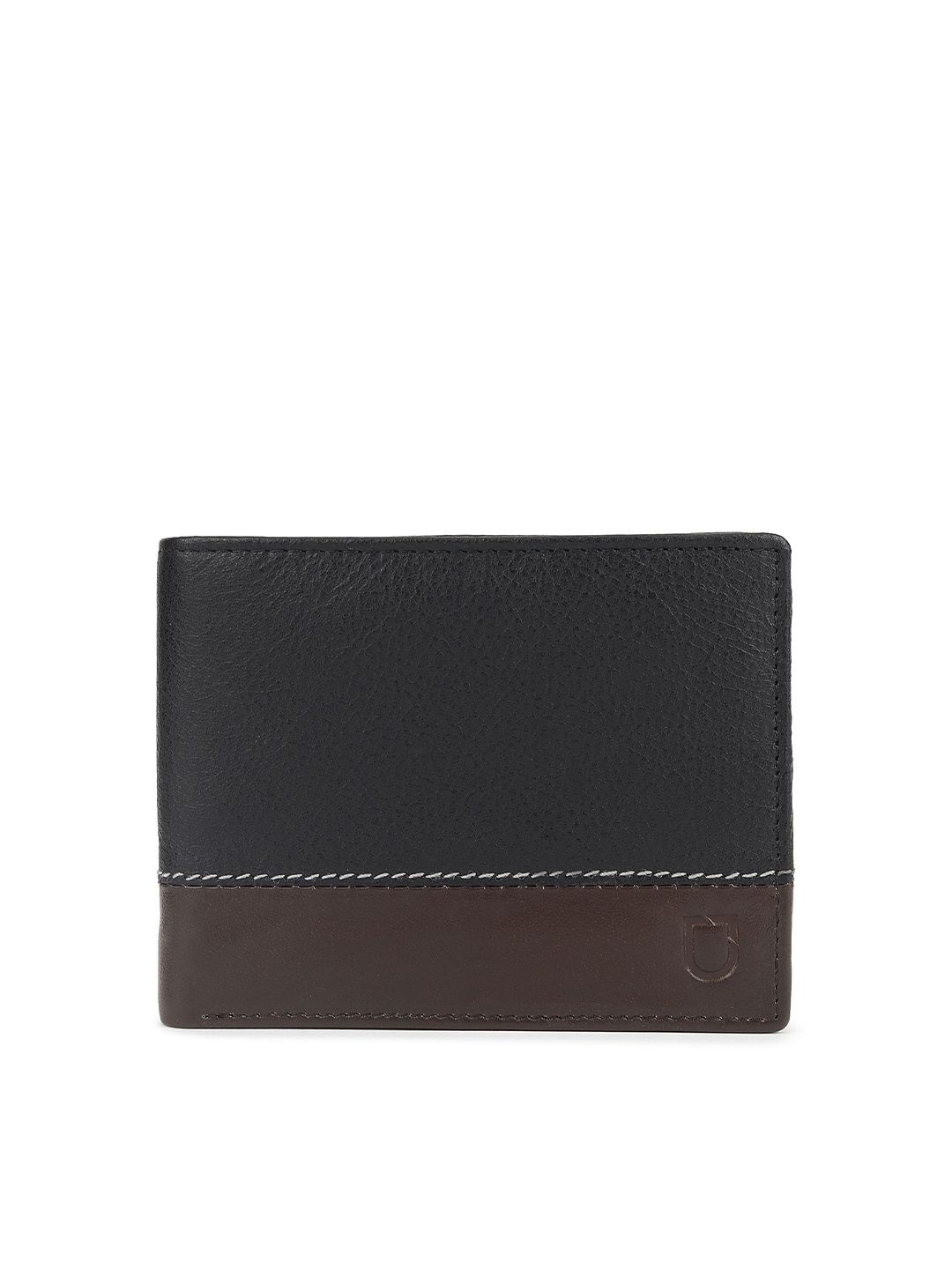 

Urbano Fashion Men Textured Leather Two Fold Wallet, Black