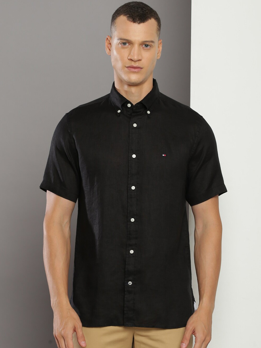

Tommy Hilfiger Opaque Linen Casual Shirt, Black