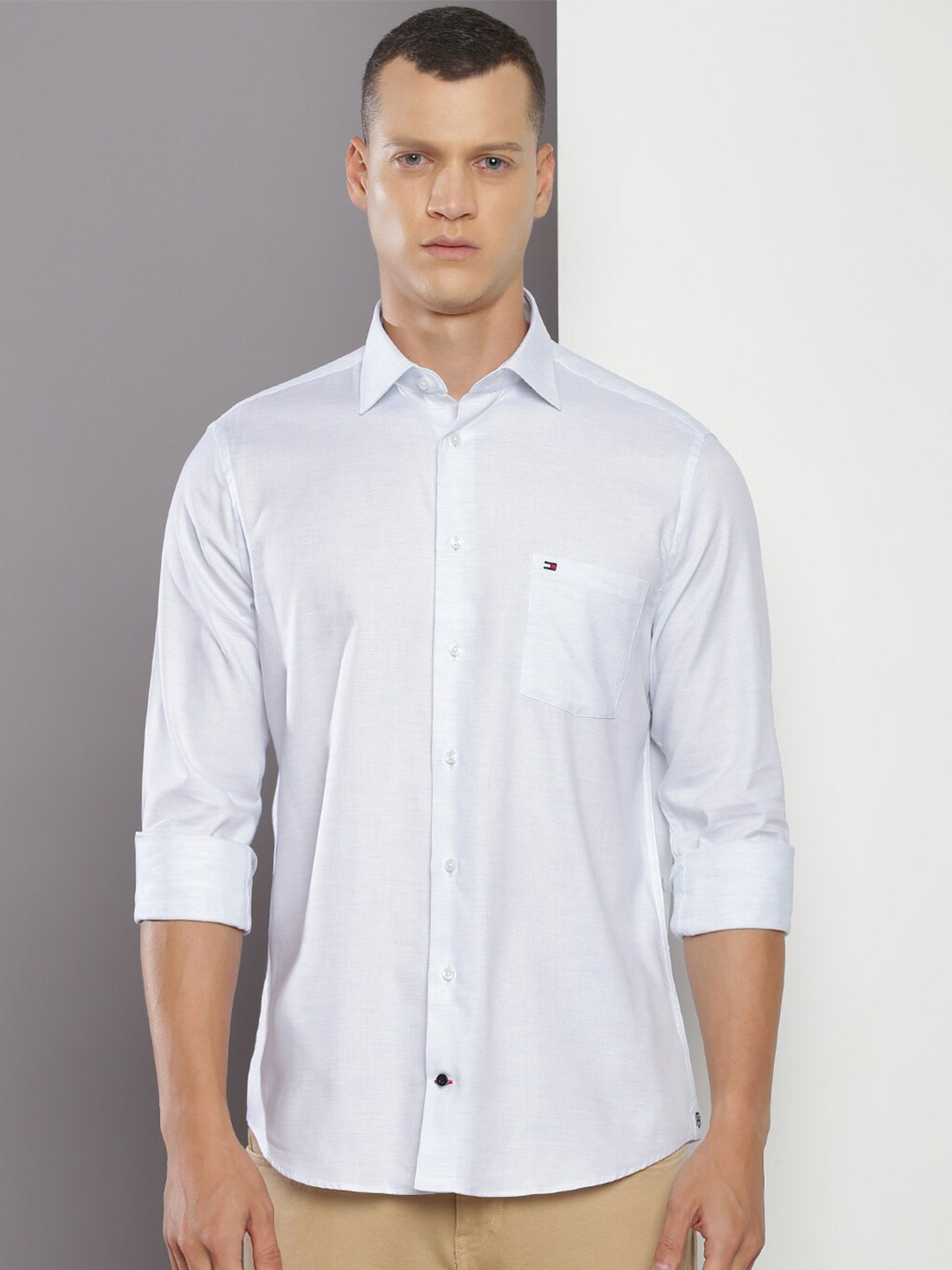 

Tommy Hilfiger Opaque Cutaway Collar Formal Shirt, Blue
