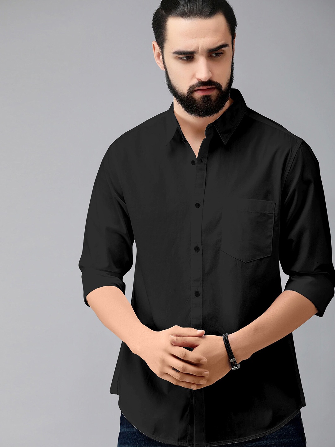 

Jinax Comfort Slim Fit Opaque Casual Shirt, Black