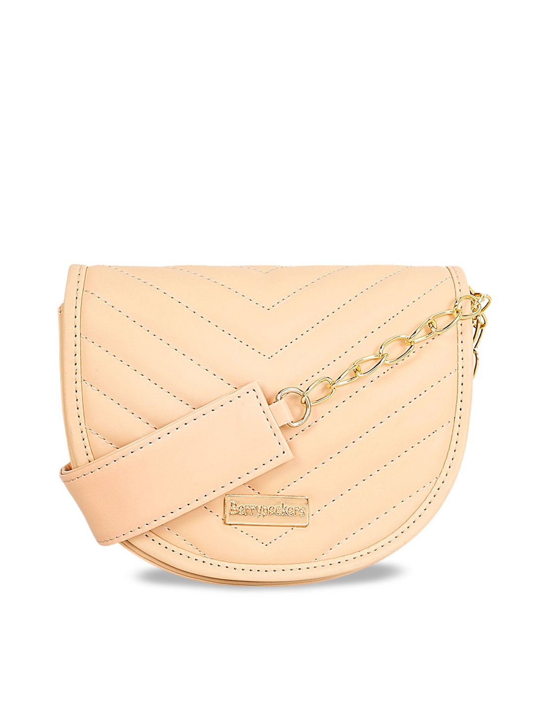

Berrypeckers Peach-Coloured Embellished Bucket Sling Bag