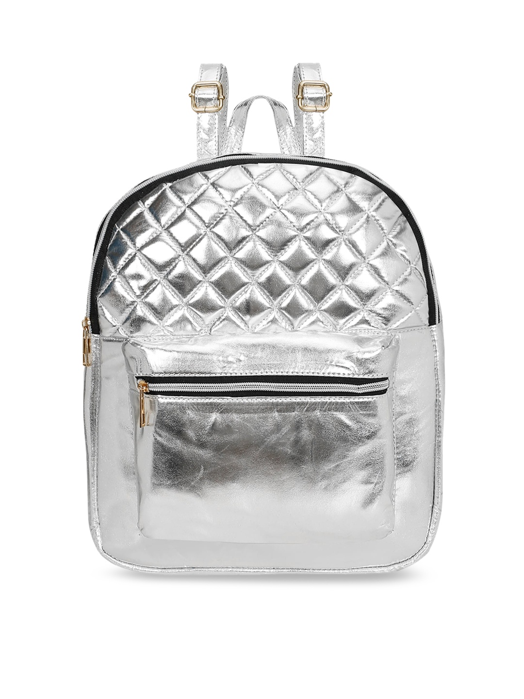 

Berrypeckers Silver-Toned Structured Handheld Bag with Quilted