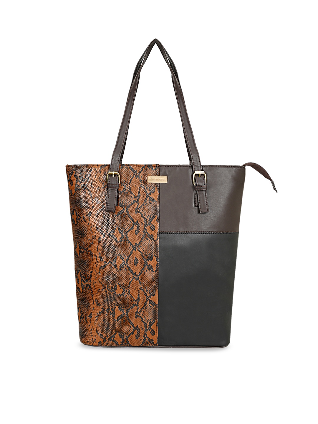 

Berrypeckers Animal Printed Structured Handheld Bag, Tan