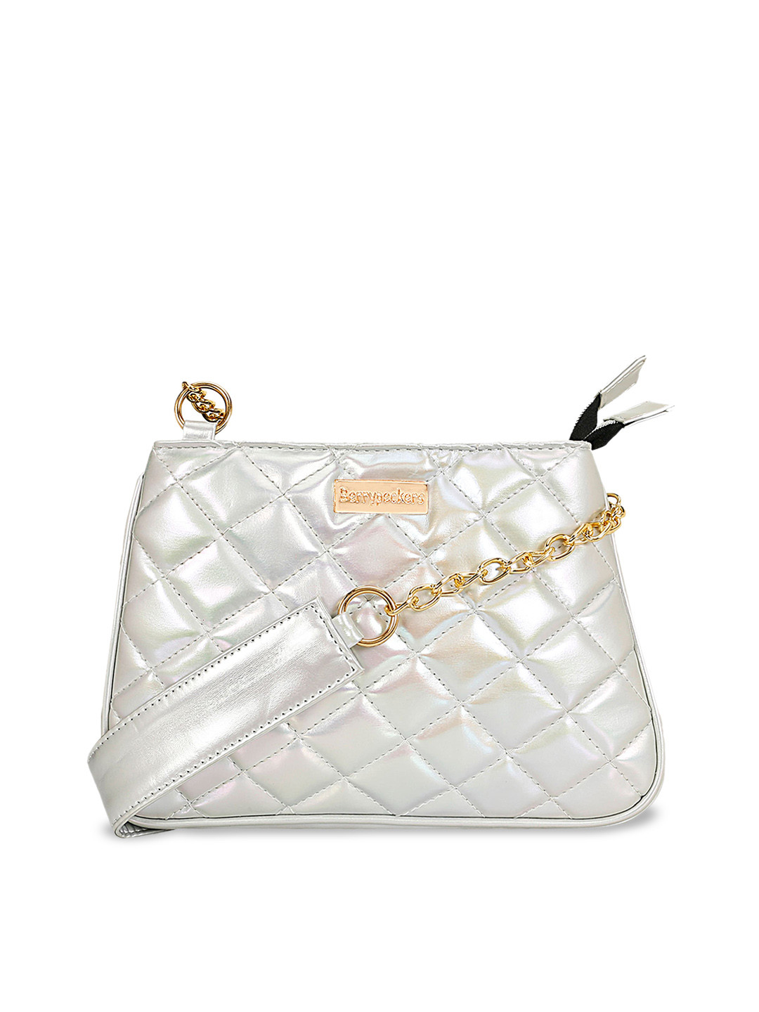 

Berrypeckers Structured Sling Bag With Quilted, Silver