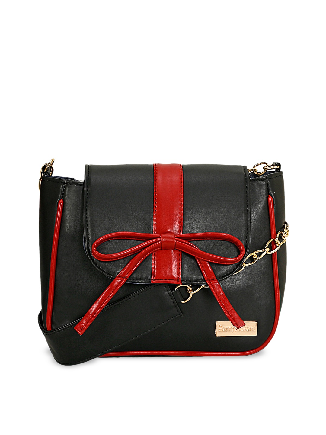 

Berrypeckers Structured Sling Bag with Bow detail, Black