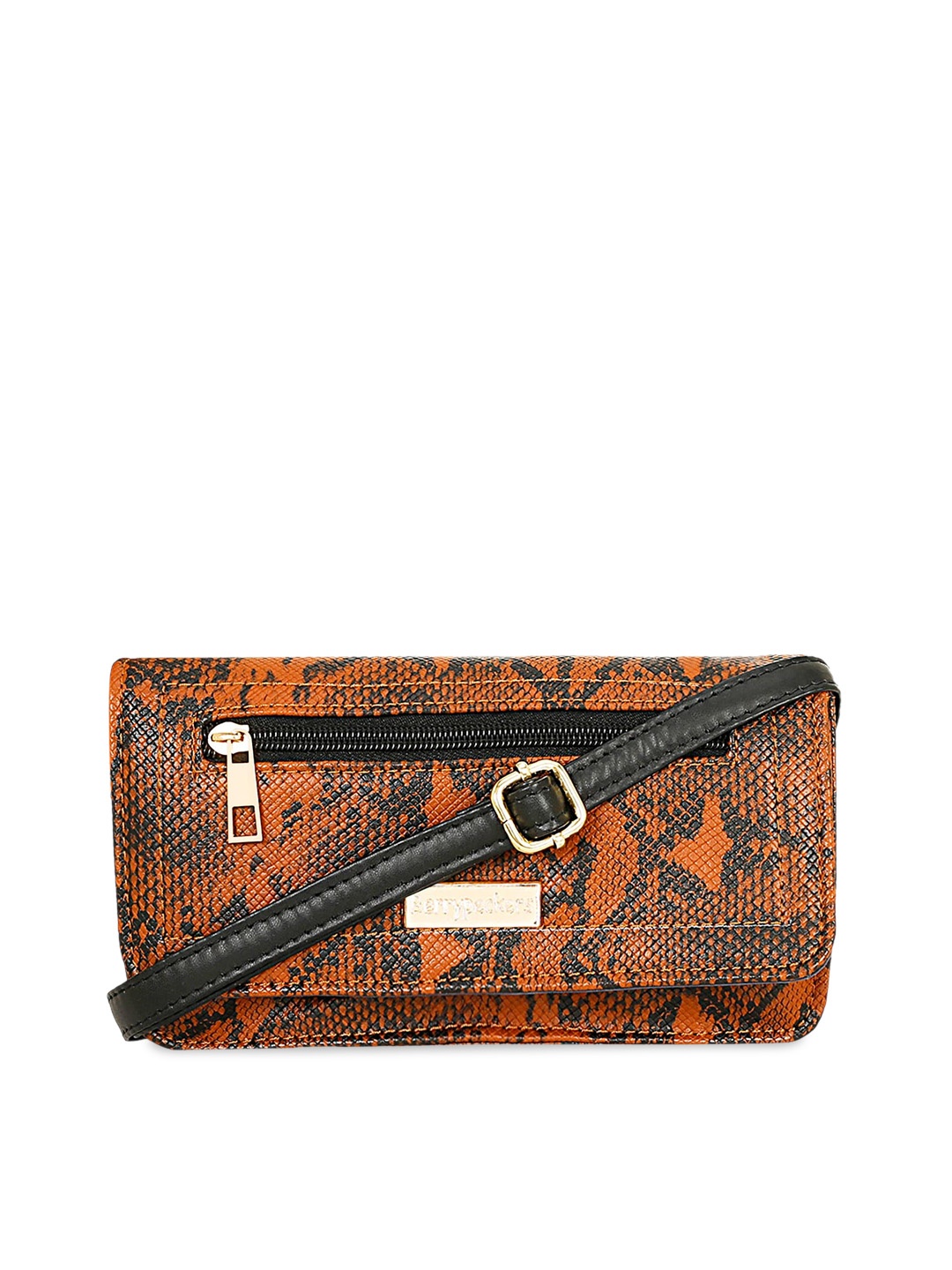 

Berrypeckers Animal Printed Structured Sling Bag, Tan