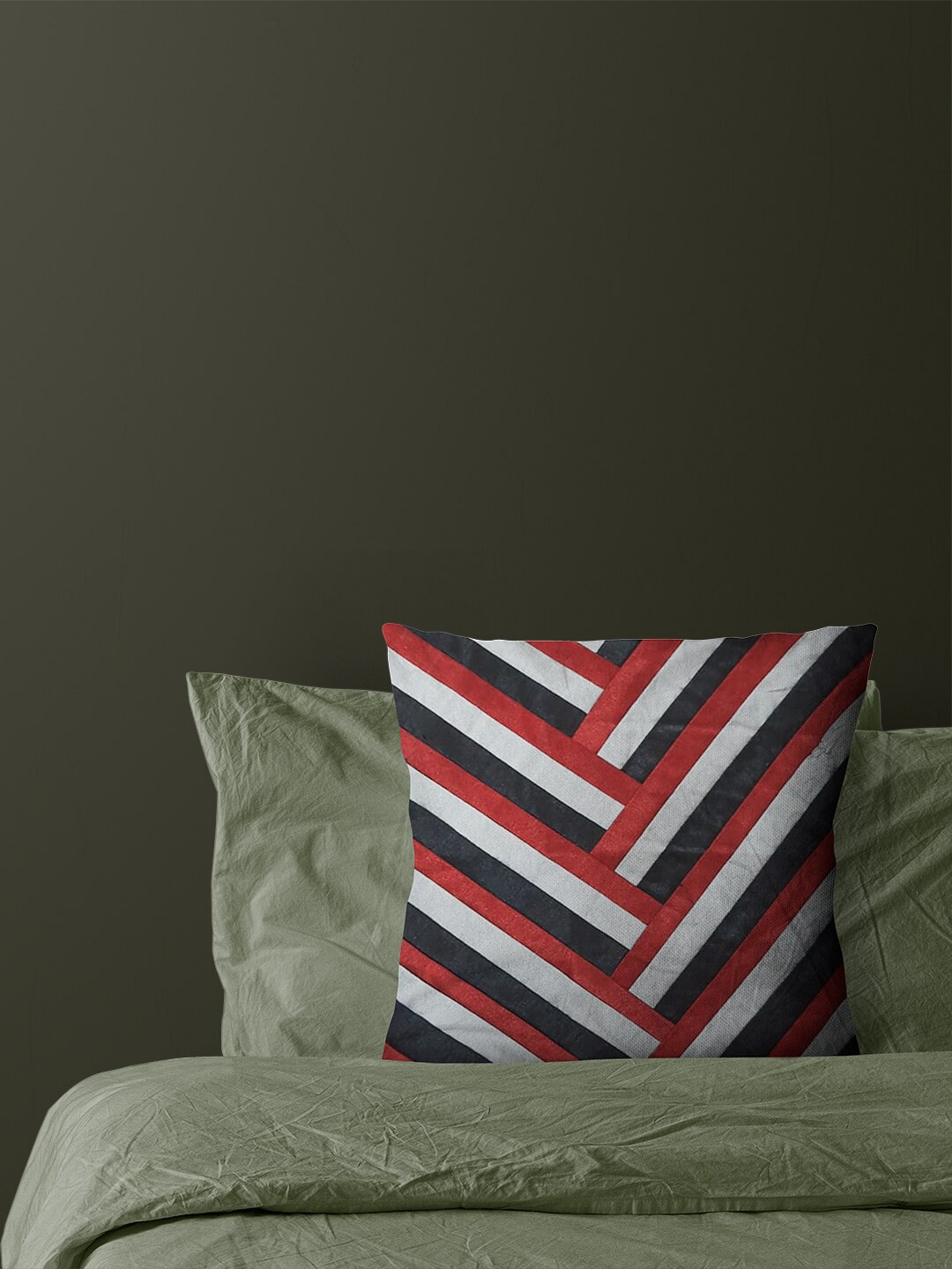 

Just Home Red & White Striped Square Cushion Cover