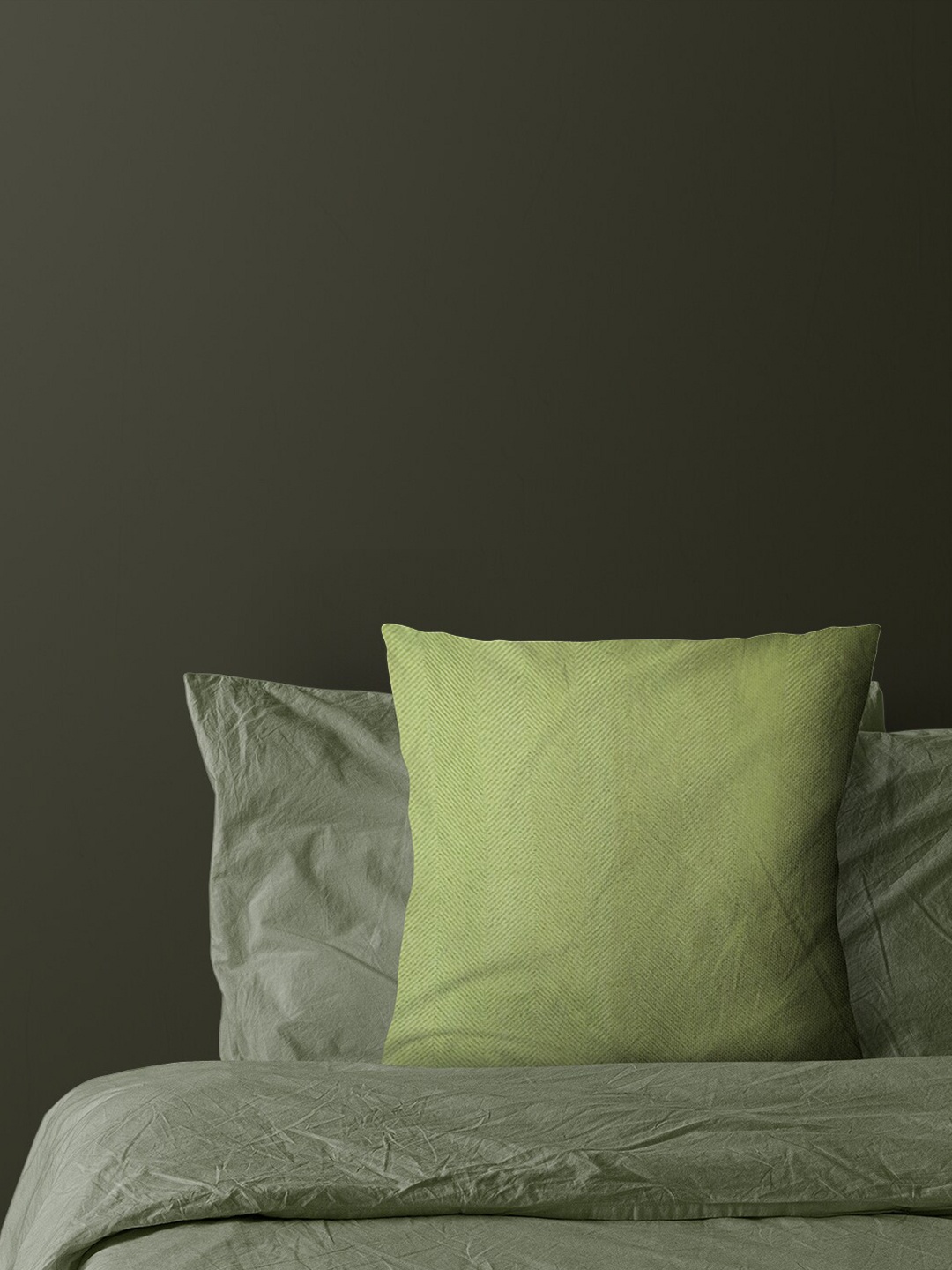 

Just Home Green Self Design Textured Square Cushion Cover