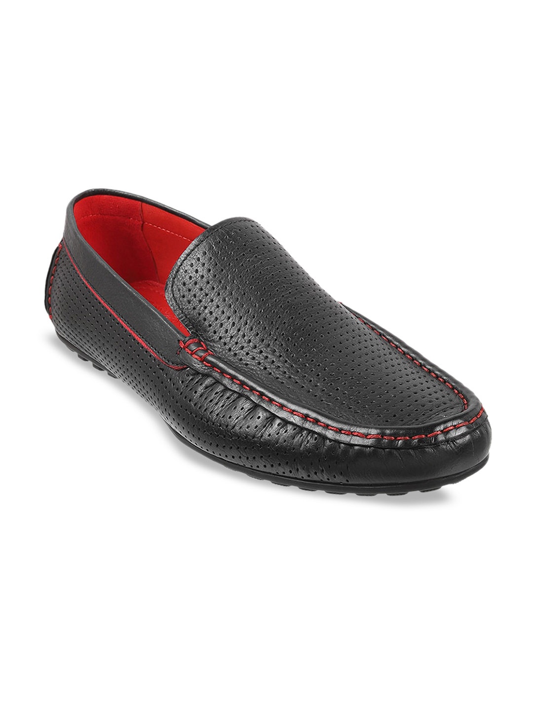 

Metro Men Perforations Comfort Insole Leather Penny Loafers, Black