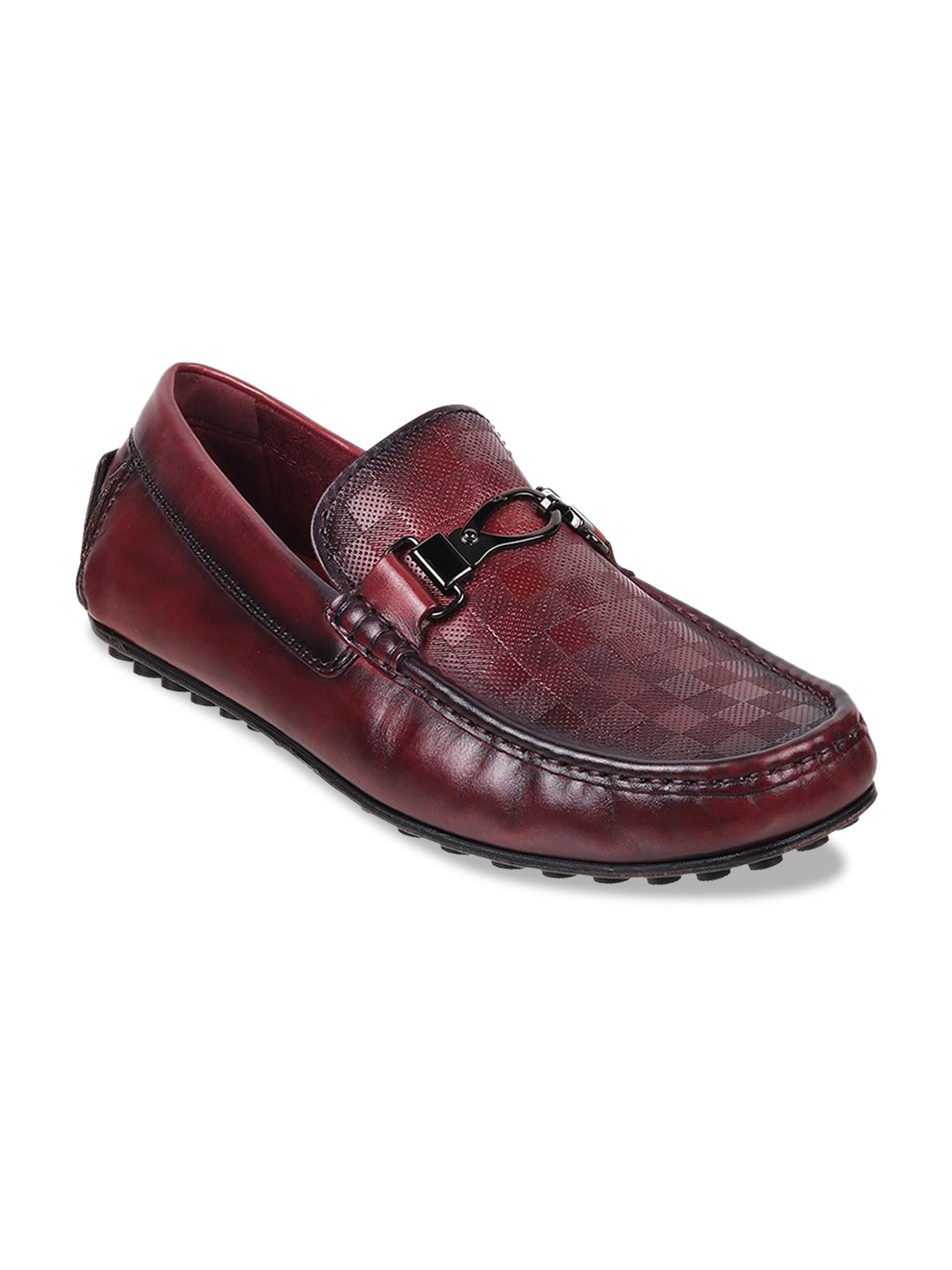 

Metro Men Textured Leather Comfort Insole Horsebit Loafers, Maroon